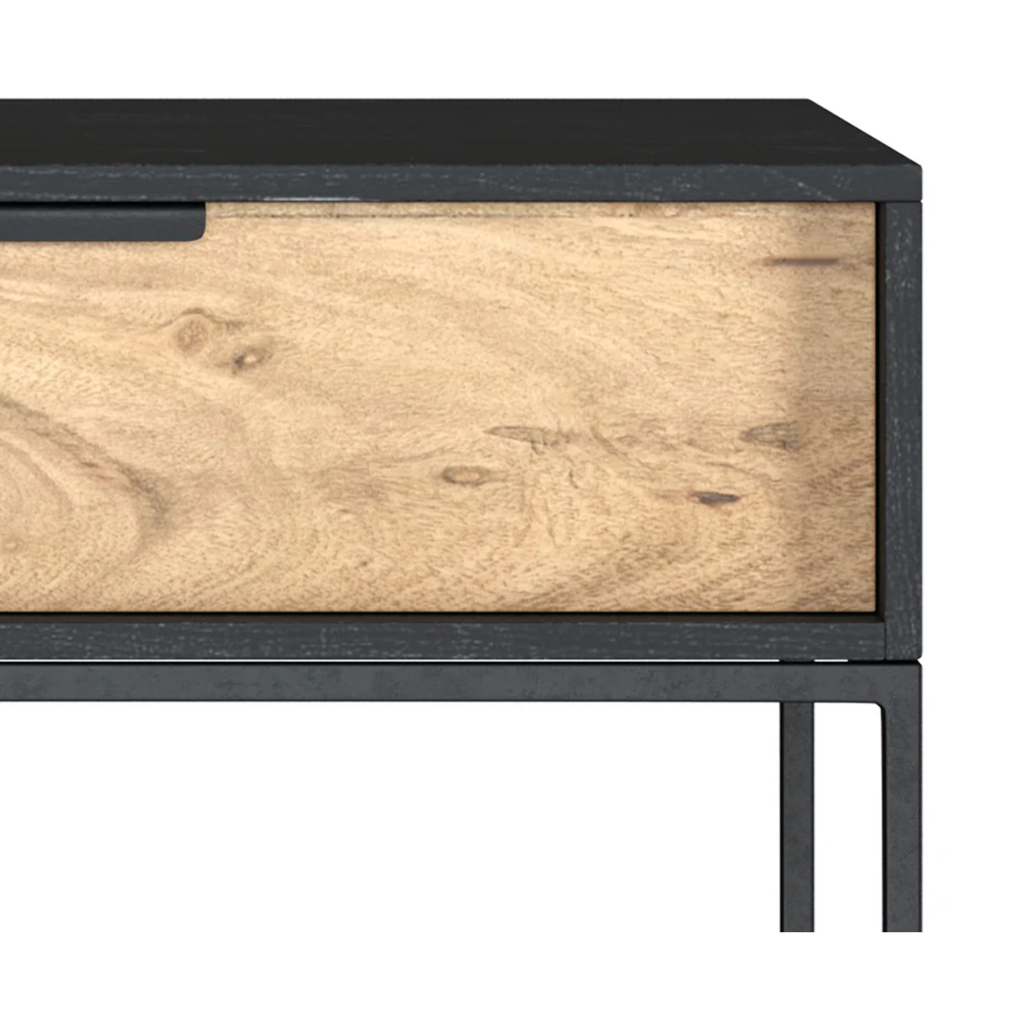 Table de chevet 1 tiroir en bois d'acacia et métal noir - Jakson
