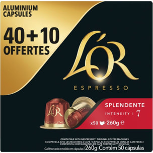 Capsules L'OR Espresso SPLENDENTE x40 + 10 offertes