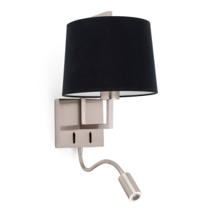 FRAME Lampe applique nickel mat/noire avec lecteur LED