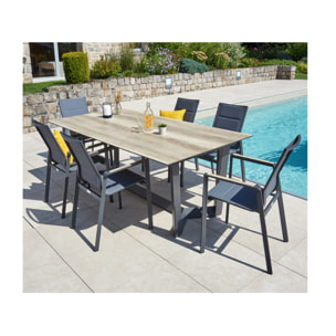 Ensemble table et chaises de jardin  - Chêne doré et Nuit - JUL CARMEL