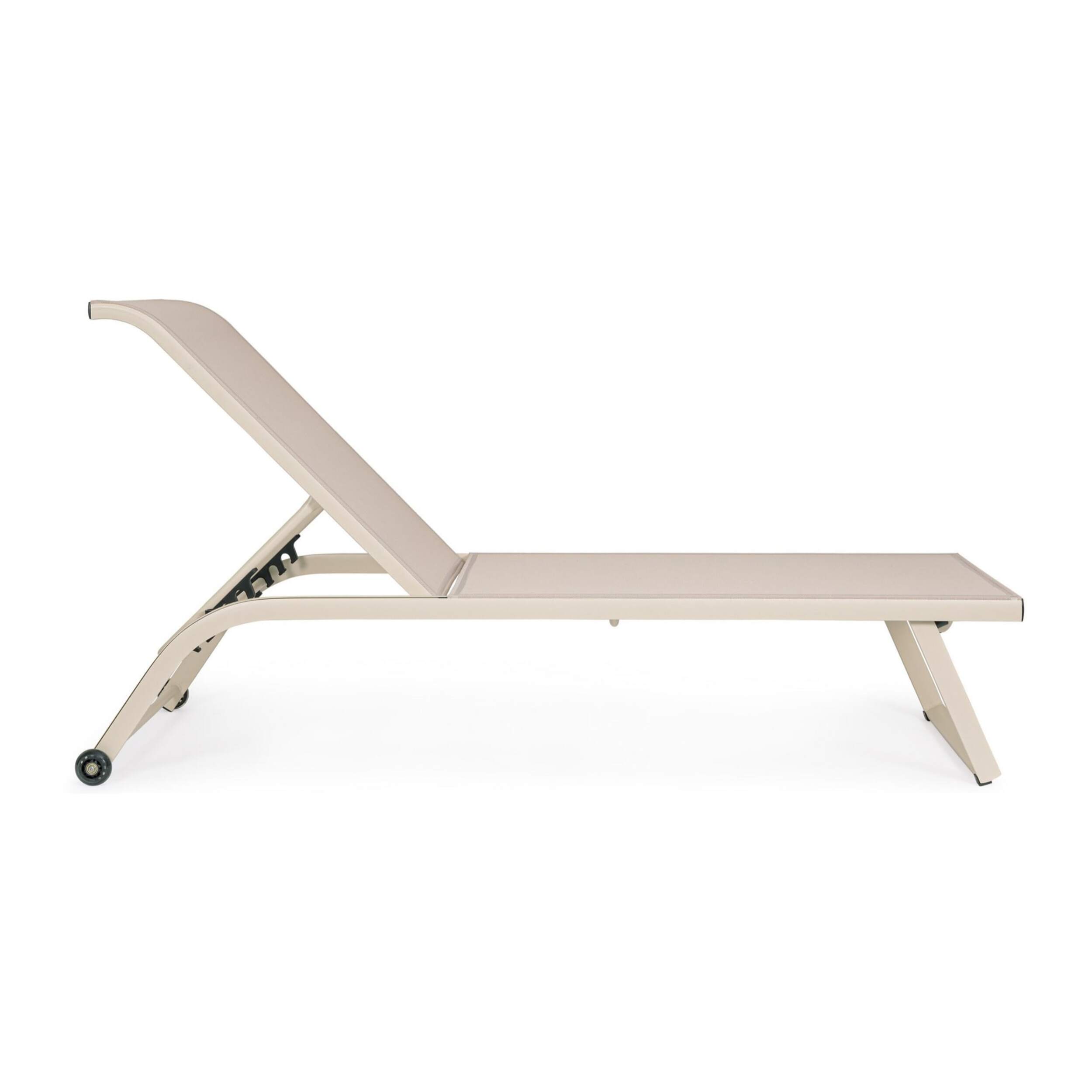 Set 2 lettini da giardino TAYLOR in textilene e struttura in alluminio beige