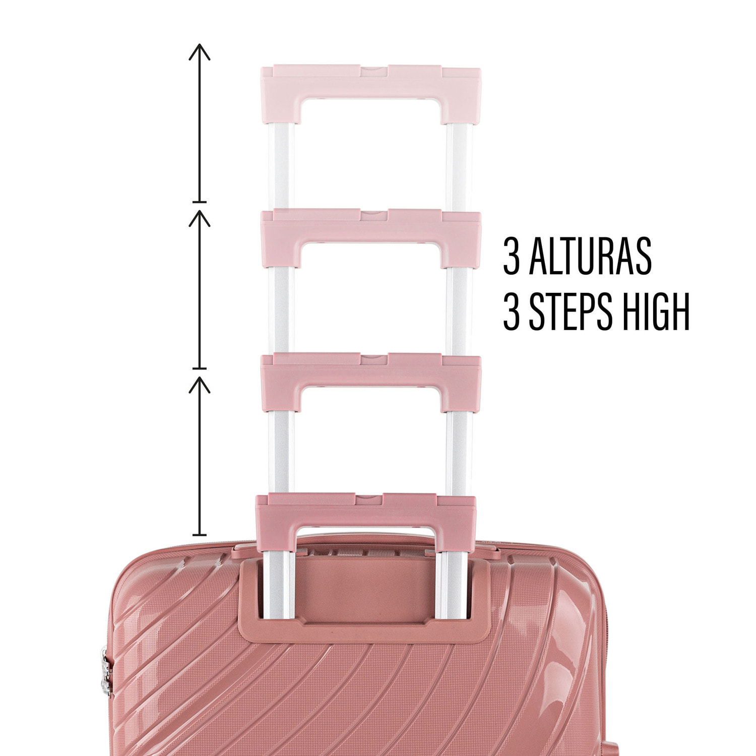 Juego De Maletas Rígidas Pp Itaca Danubio Rosa