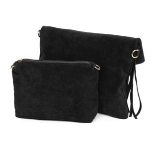 Amendolara borsa a tracolla donna. Pelle scamosciata autentica.