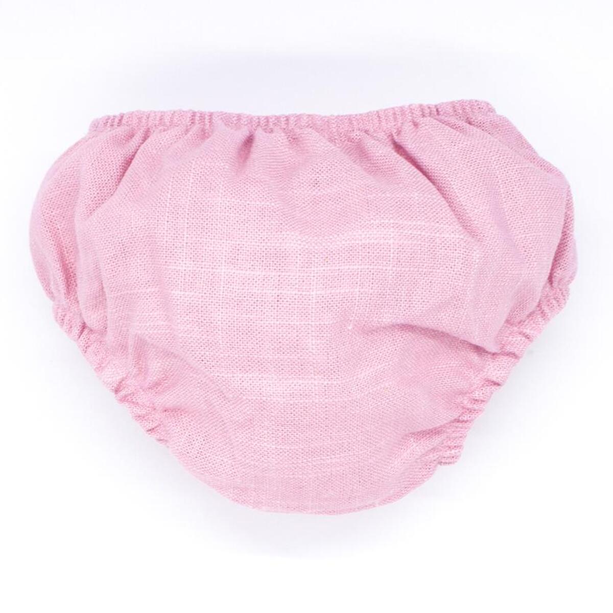 Cubrepañal de lino rosa. Elastico en la cintura y en las piernas.