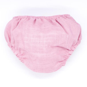 Cubrepañal de lino rosa. Elastico en la cintura y en las piernas.