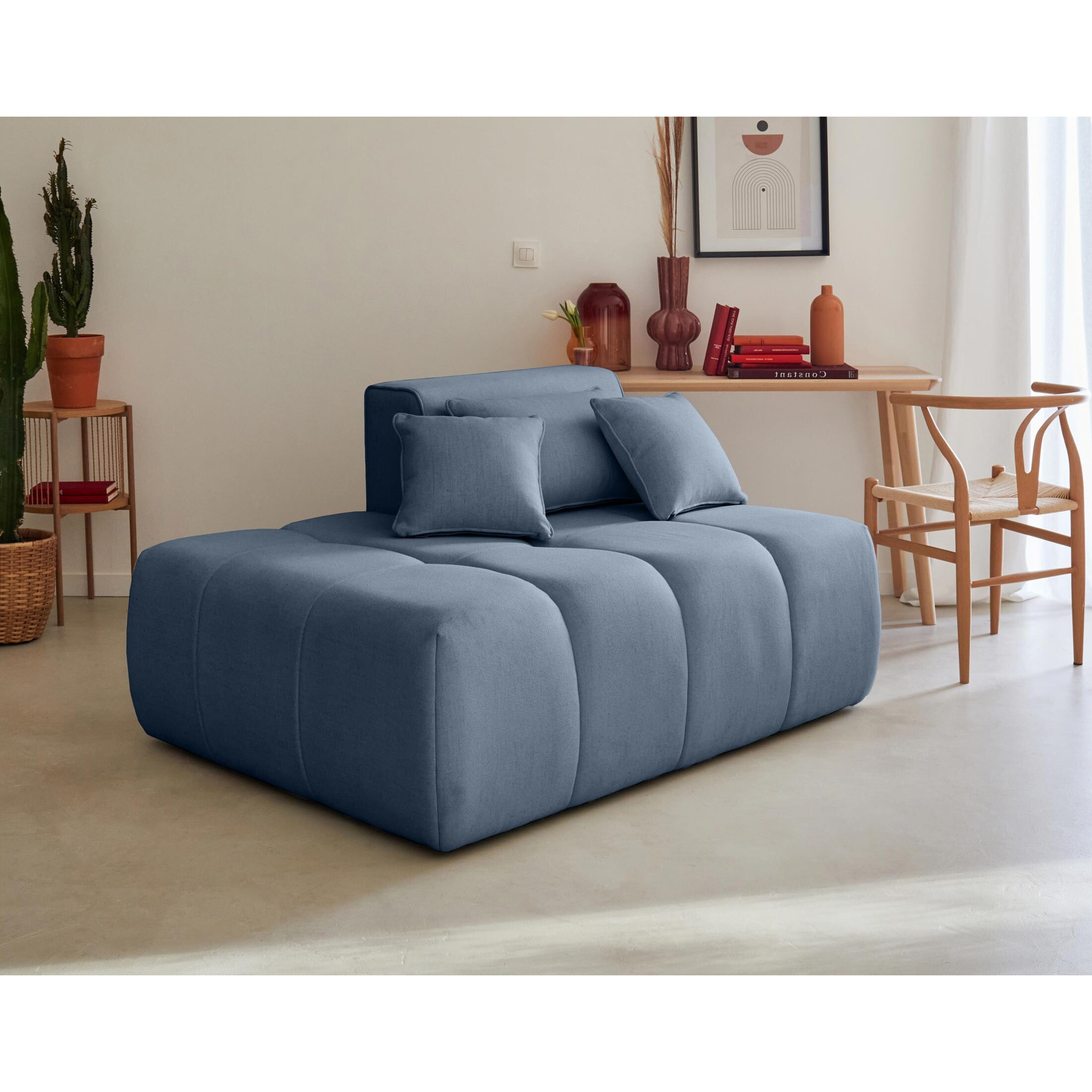 Caracas - canapé modulable d'angle droit - 5 places - en tissu - Bleu
