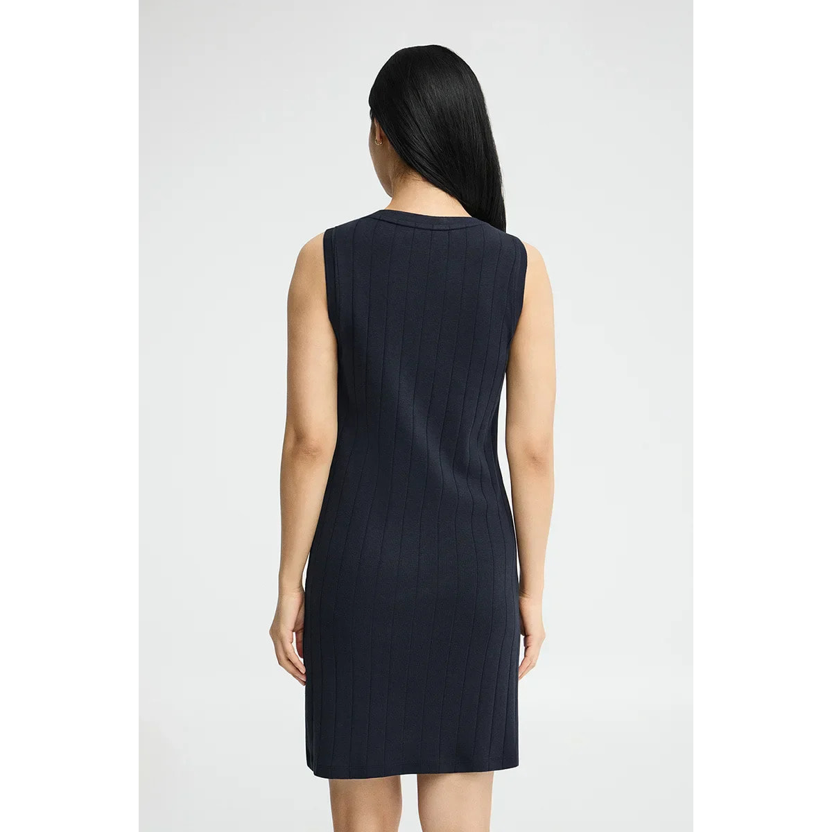 Vestido corto azul marino de canalé con logo Rigby Go