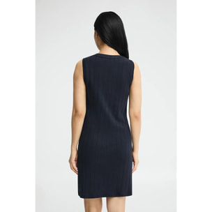 Vestido corto azul marino de canalé con logo Rigby Go