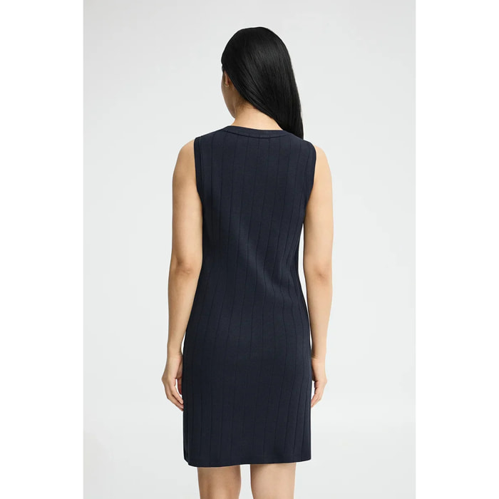 Vestido corto azul marino de canalé con logo Rigby Go