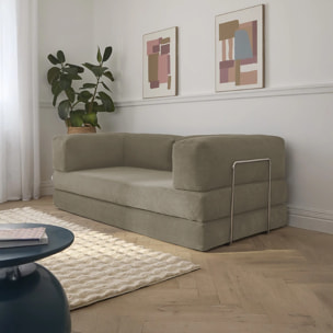 TRENDY - Canapé compressé 3 places modulable en velours côtelé taupe