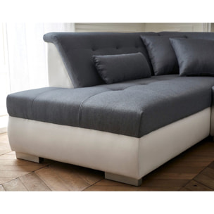 Vermont - canapé panoramique d'angle gauche - 7 places - XXL - Blanc / Gris