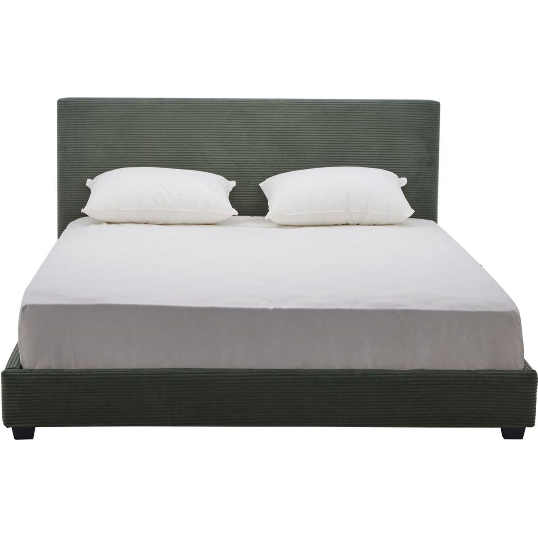 Lit avec tête de lit en velours côtelé - WILLIAM