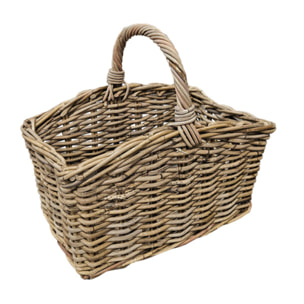 Panier rectangulaire avec grande anse H. 38 cm en kubu tressé - SIMON