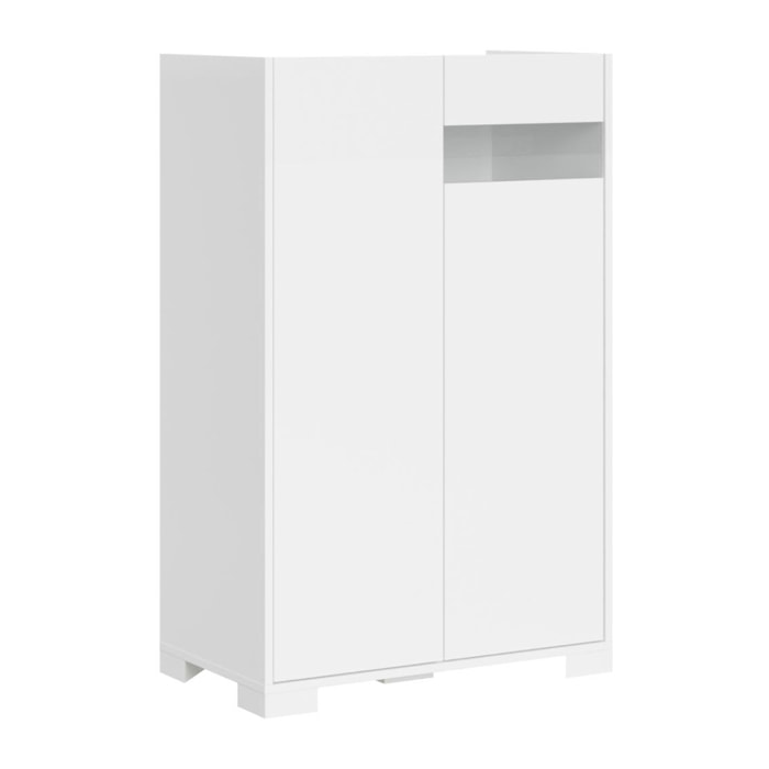 Buffet haut 2 portes 70x35x110 cm Riflesso blanc brillant