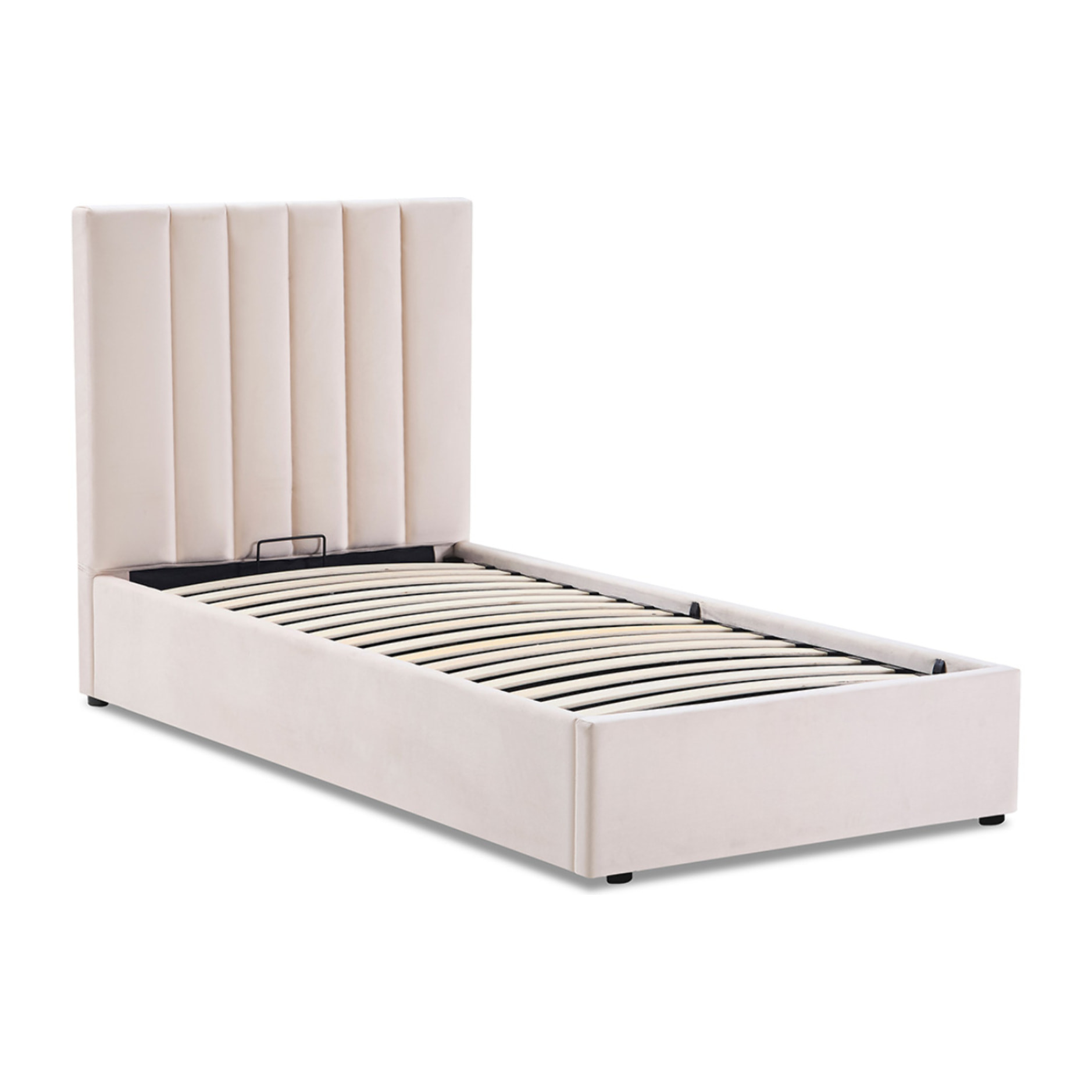 Lit coffre Giulia velours beige 1 place