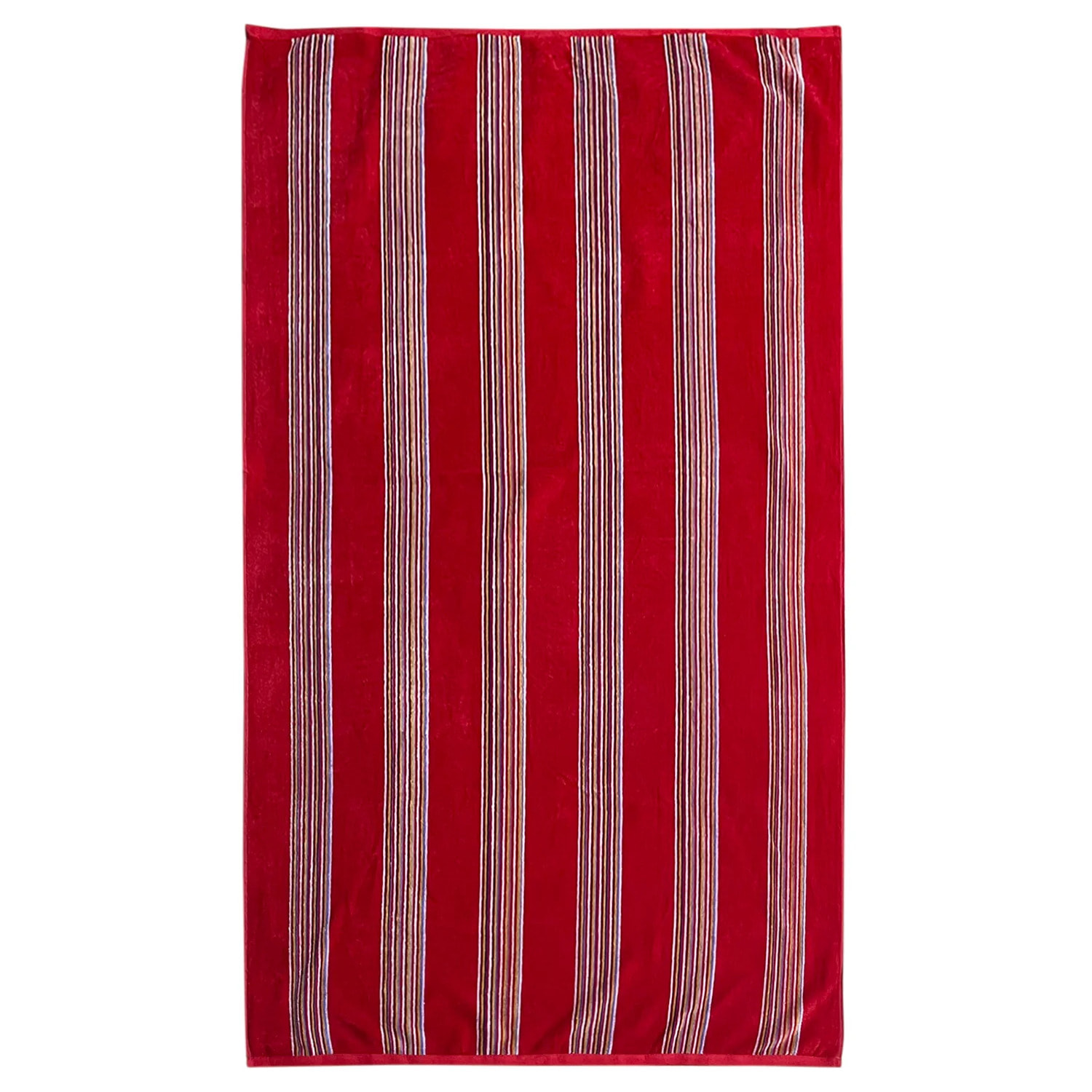 Serviette de plage M éponge velours Jacquard - Milonga Rouge - 400g/m²