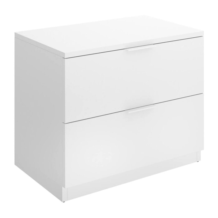 Comodino Banyan, Comò basso, Tavolino da notte, Mensola da letto, 50x34 h46 cm, Bianco