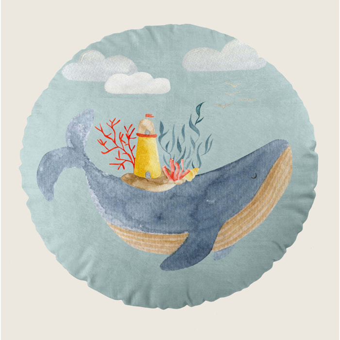 Cool Kids - Cojín Redondo Estampado - Con Relleno - 100% Algodón - Submarine