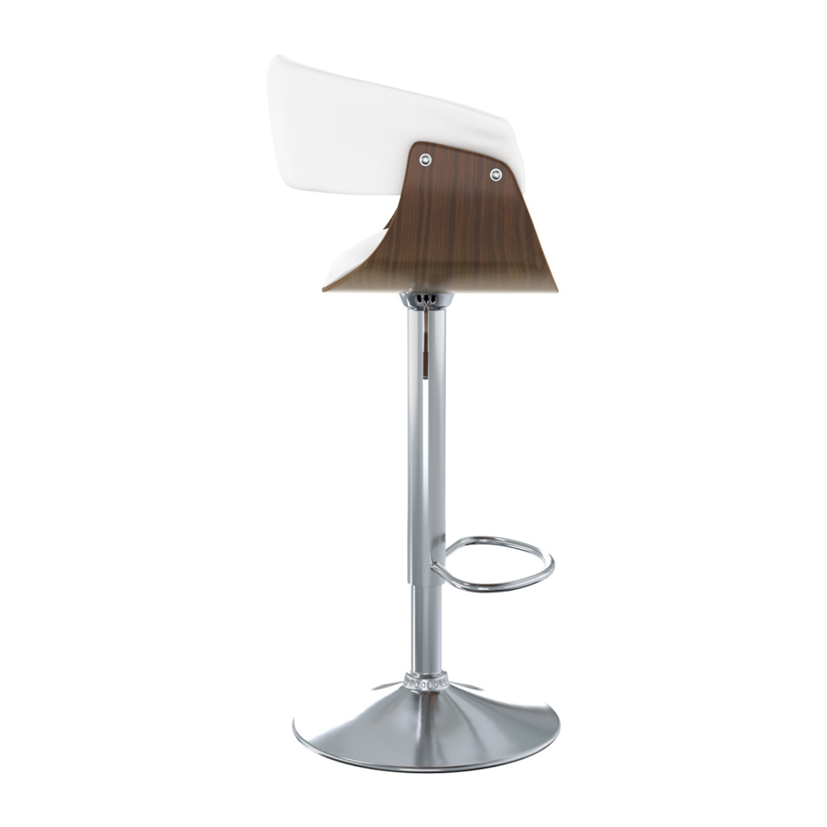 Chaise de bar réglable et pivotante 59/81 cm en cuir synthétique blanc - Basile