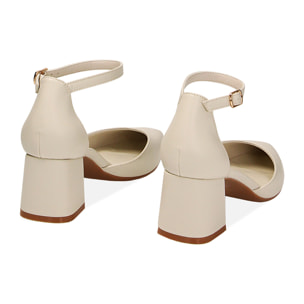 Décolleté Open Shank panna, tacco 6 cm