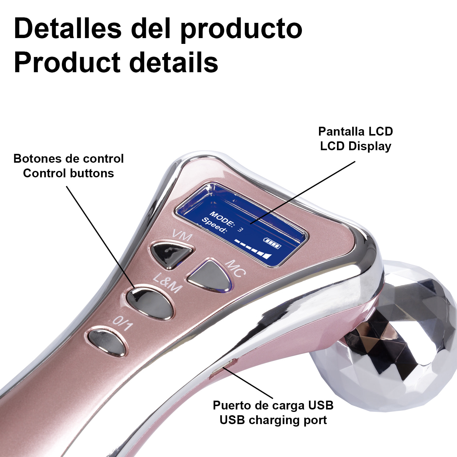 Massaggiatore facciale e corporeo. Funzioni di vibrazione, microcorrenti e luce infrarossa. Massaggia, libera le tensioni e migliora la tua pelle.