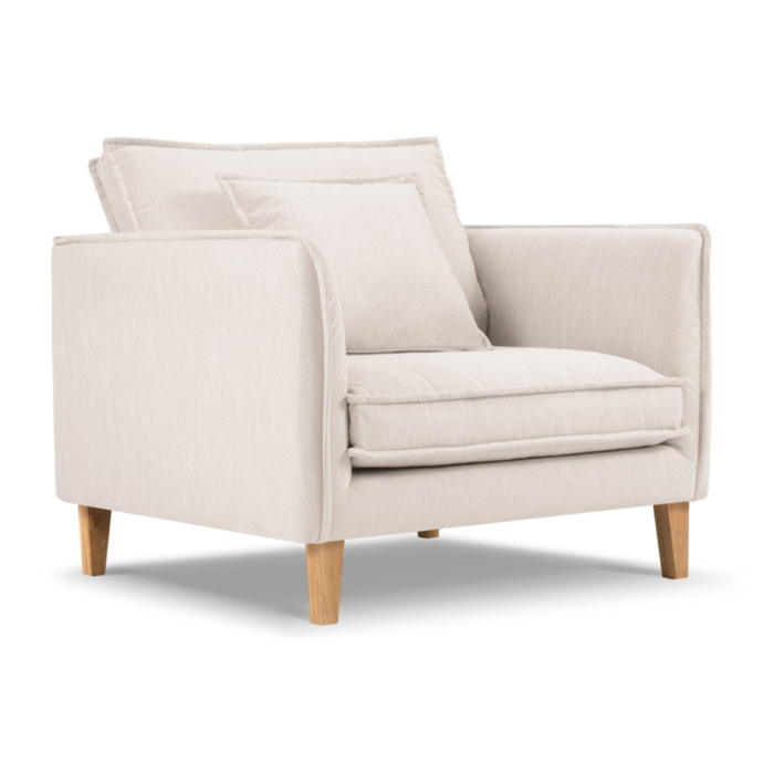 Fauteuil xl "Provence" en tissu structurel beige clair