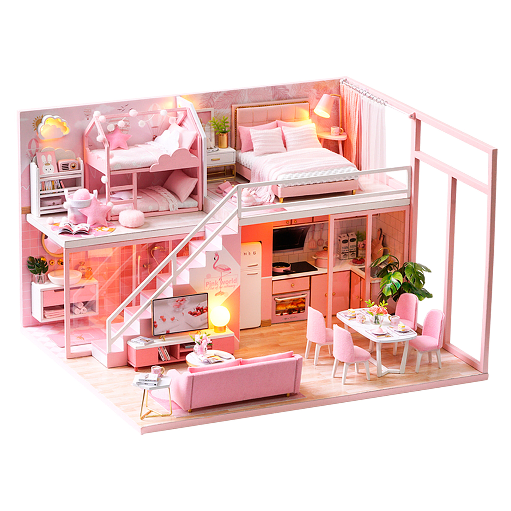 Dúplex Rosa. Maqueta 3D realista con gran detalle, cubierta anti-polvo y luces led.