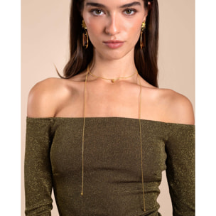 Vestido midi de punto escote bardot