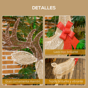Reno Luminoso de Navidad, Decoración de Navidad con 137 LED Blanco Cálido, Illuminación Navideña para Interior, Exterior y Jardín, Dorado
