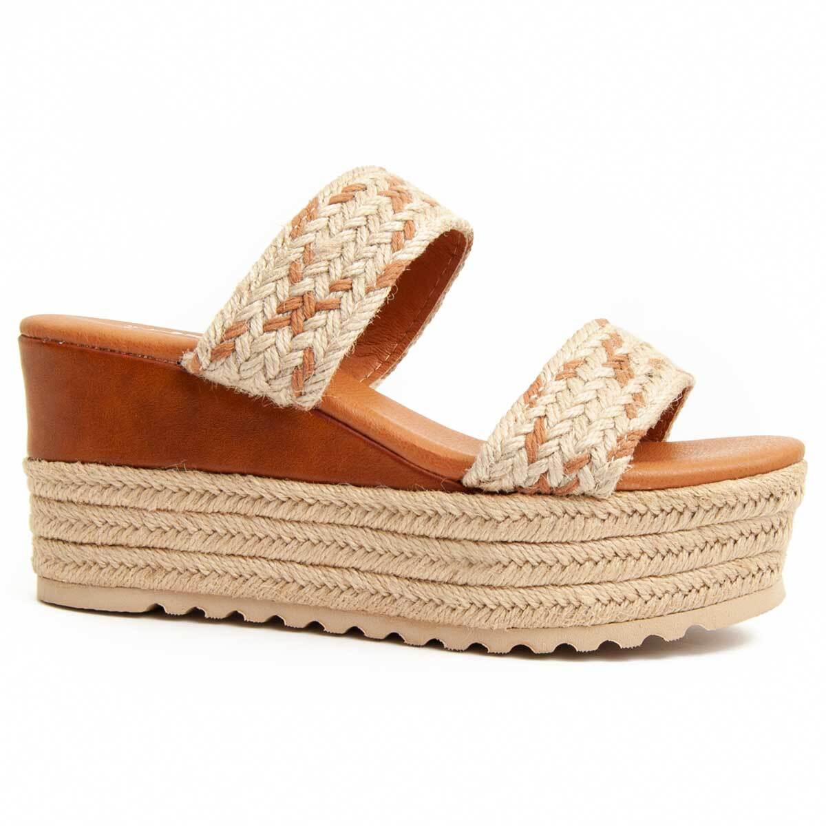 Sandalia de cuña - Beige - Altura: 9 cm