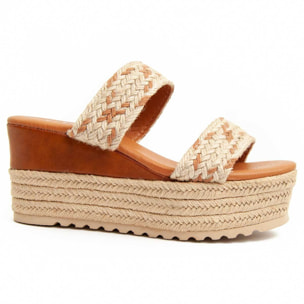 Sandalia de cuña - Beige - Altura: 9 cm