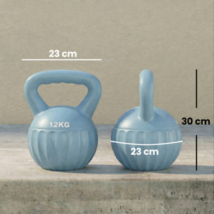 Kettlebell 12 Kg - prise ergonomique - entraînement musculaire & haltérophilie - PP bleu ciel