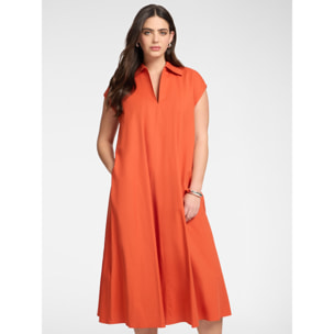 Elena Mirò - Vestido evasé con cuello - Naranja sol
