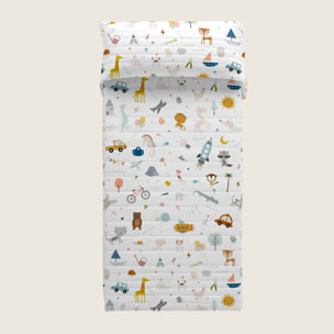 Colcha Bouti Estampada - Reversible - Infantil - 100% Algodón - 70 gr/m² - Veo Veo