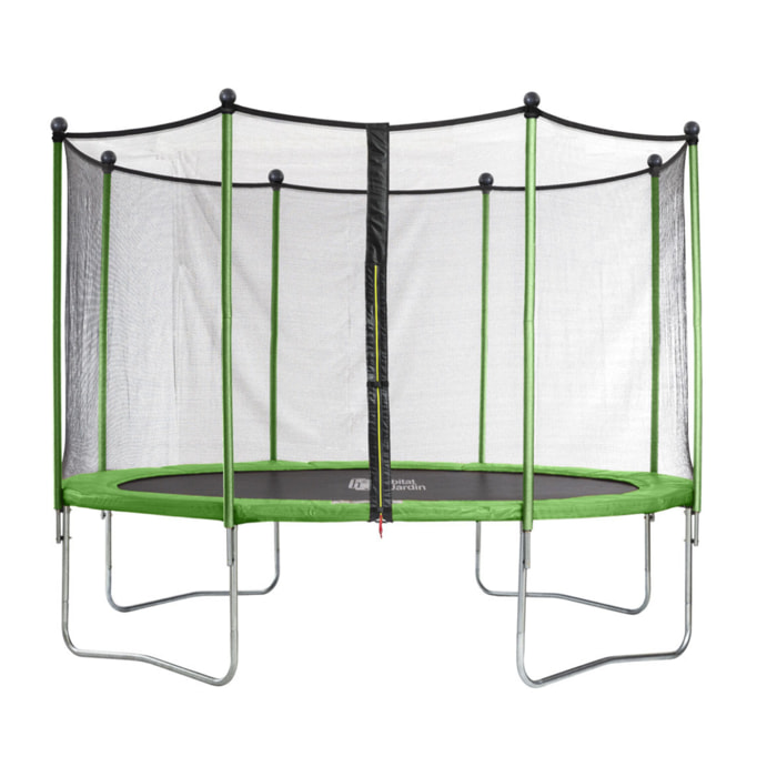 Trampoline "Yoopi 2" - Ø 4.25 m - Avec filet + échelle + couverture + kit d'ancrage