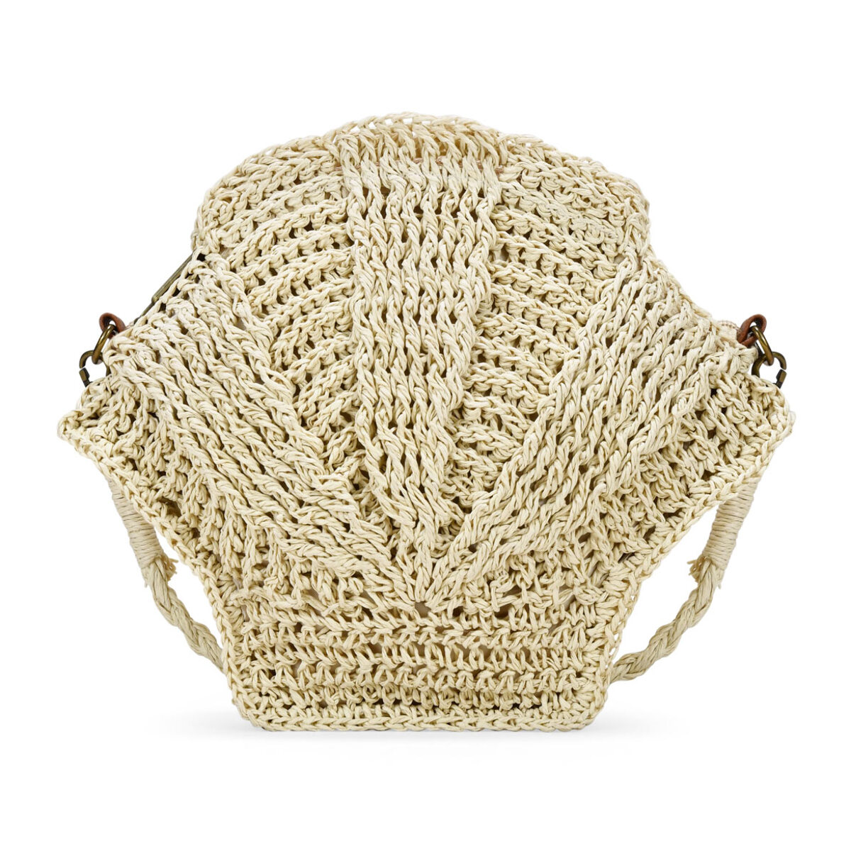 Bolso bandolera concha beige en rafia