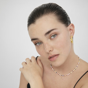 Collar de Cristal Multicolor acabado en oro amarillo de 18K