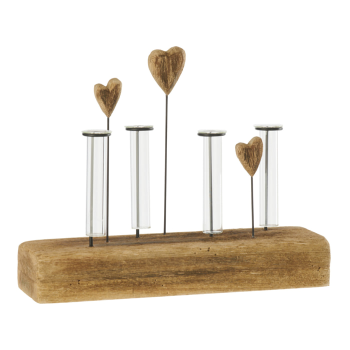 J-Line Vase 4 Tubes - bois - naturel