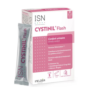 ISN - Ineldea Santé Naturelle - Cystinil Flash - Complément alimentaire à base de Cranberry, Hibiscus, Bruyère - Confort urinaire - Etui de 10 sticks - Cure 5 jours