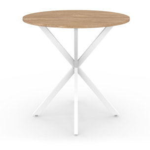 Table à manger ronde Soline Ø80cm bois et blanc
