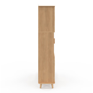 Etagère bibliothèque Faustine 6 niches effet lattes 143cm