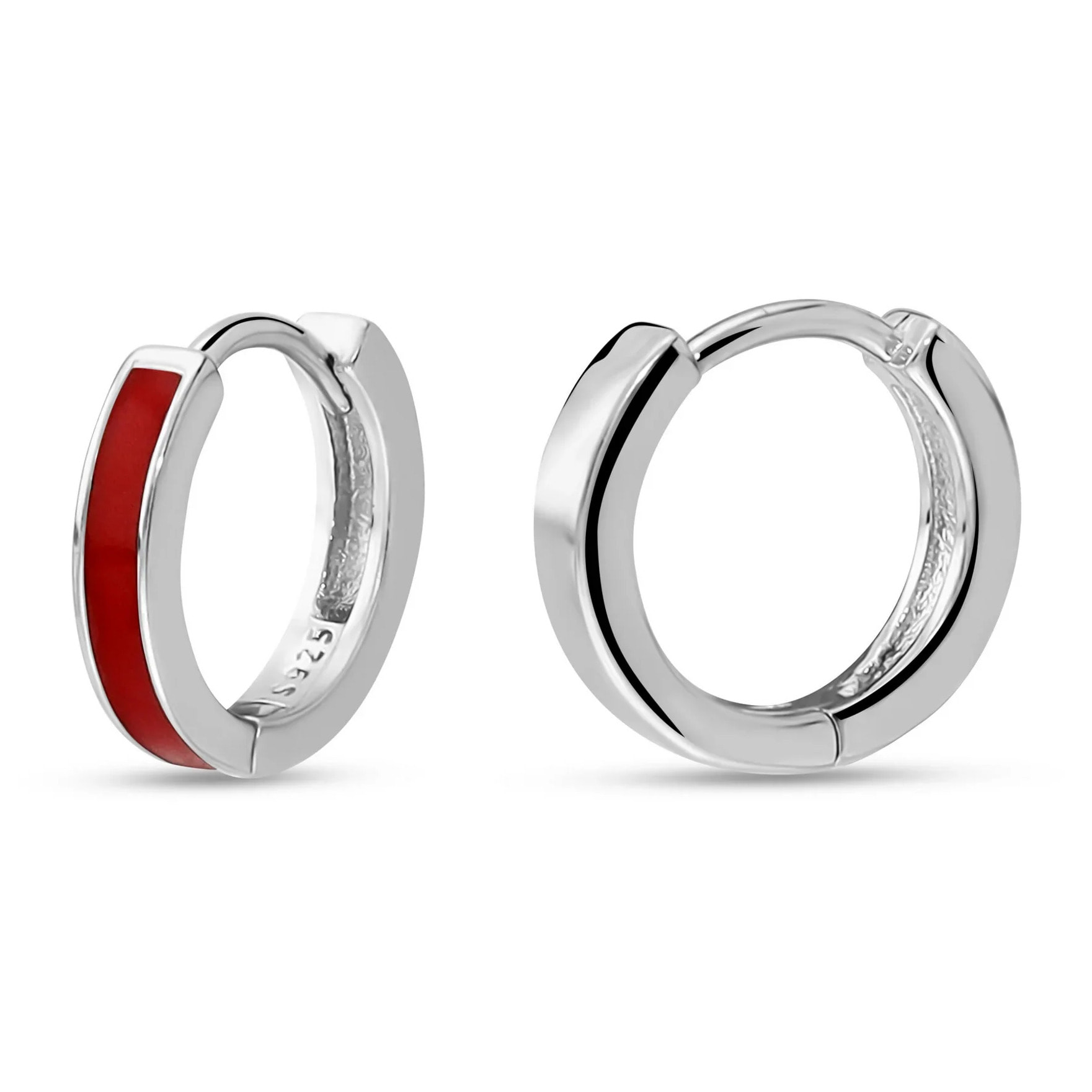 Orecchini a Cerchio Smaltati Rosa in Argento 925