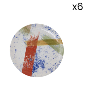 Set 6 piatti da frutta Canva in ceramica sottosmalto