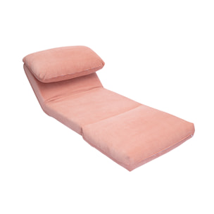 Chauffeuse 1 place convertible en tissu velours côtelé rose SPENCER