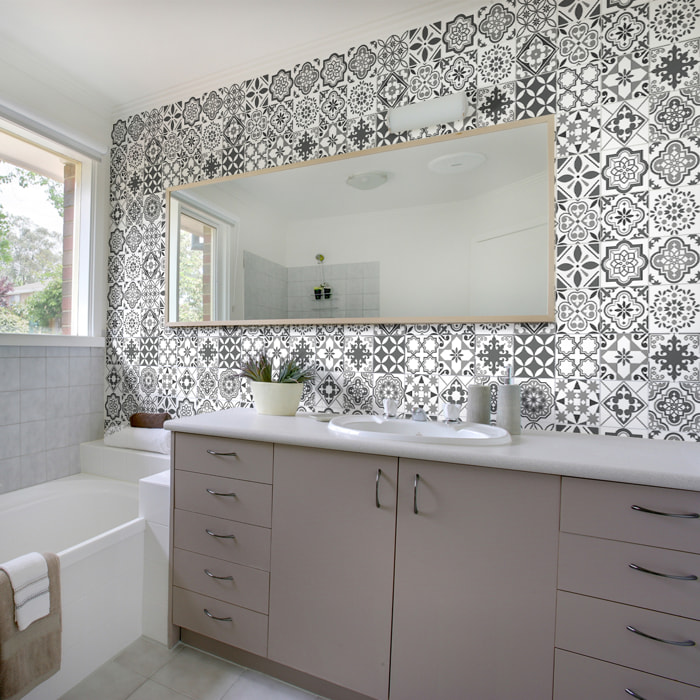 Stickers muraux - Sticker Mural Carrelage adhésif Cuisine Salle de Bain - 60 STICKERS CARRELAGES AZULEJOS CERAFINA