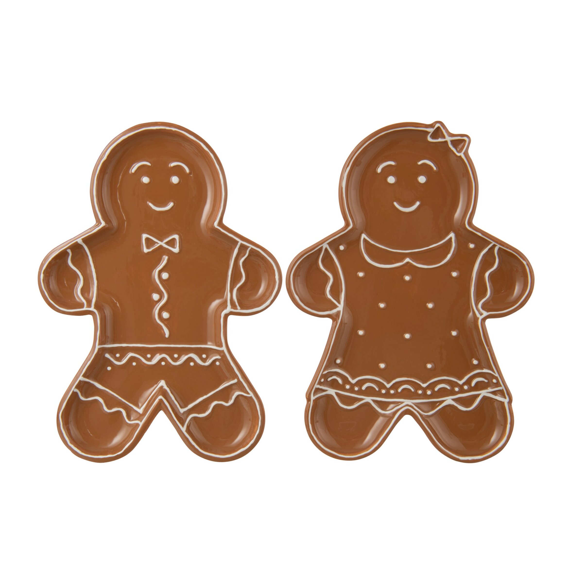 J-Line plateau Cookie - céramique - caramel/blanc - 2 pcs