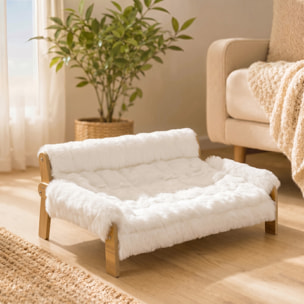 Canapé chien style nordique bois fourrure 70L x 47l x 30H cm