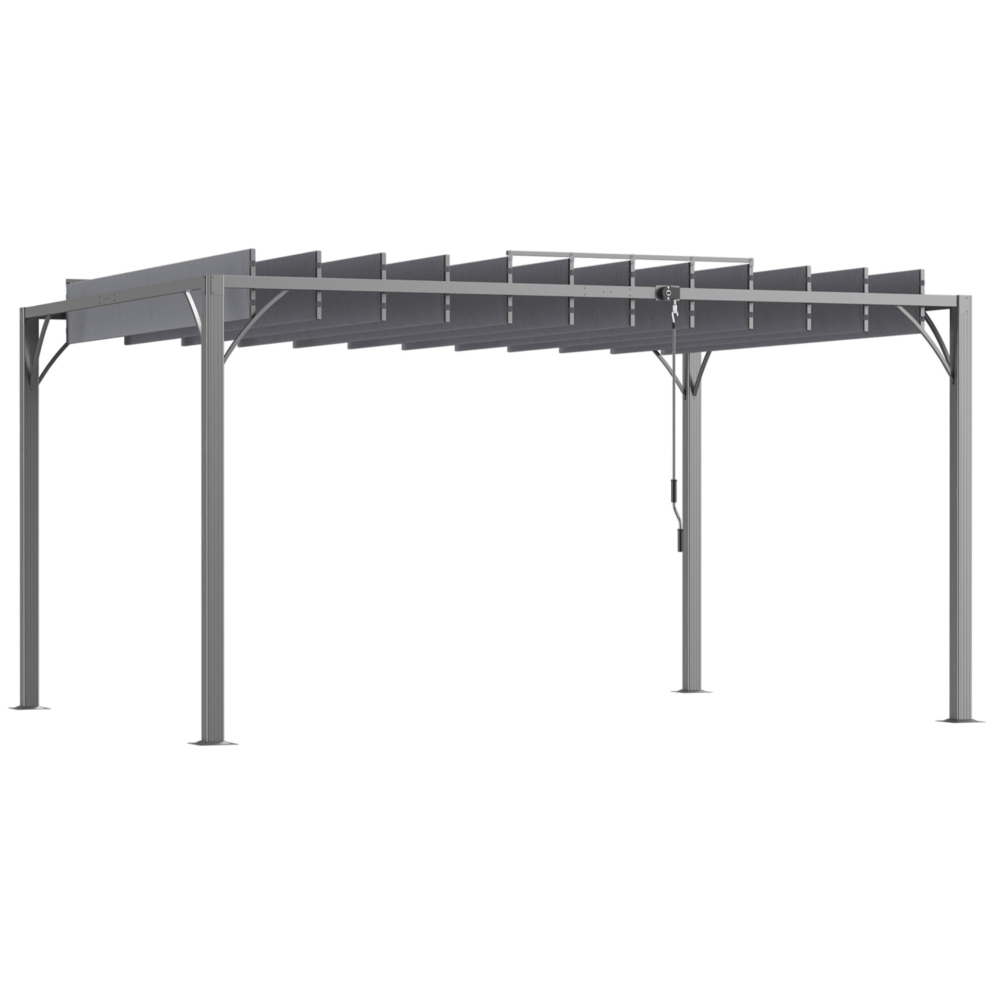 Pergola lames orientables dim. 3,9L x 2,95l x 2,13H m structure alu. acier époxy polyester gris