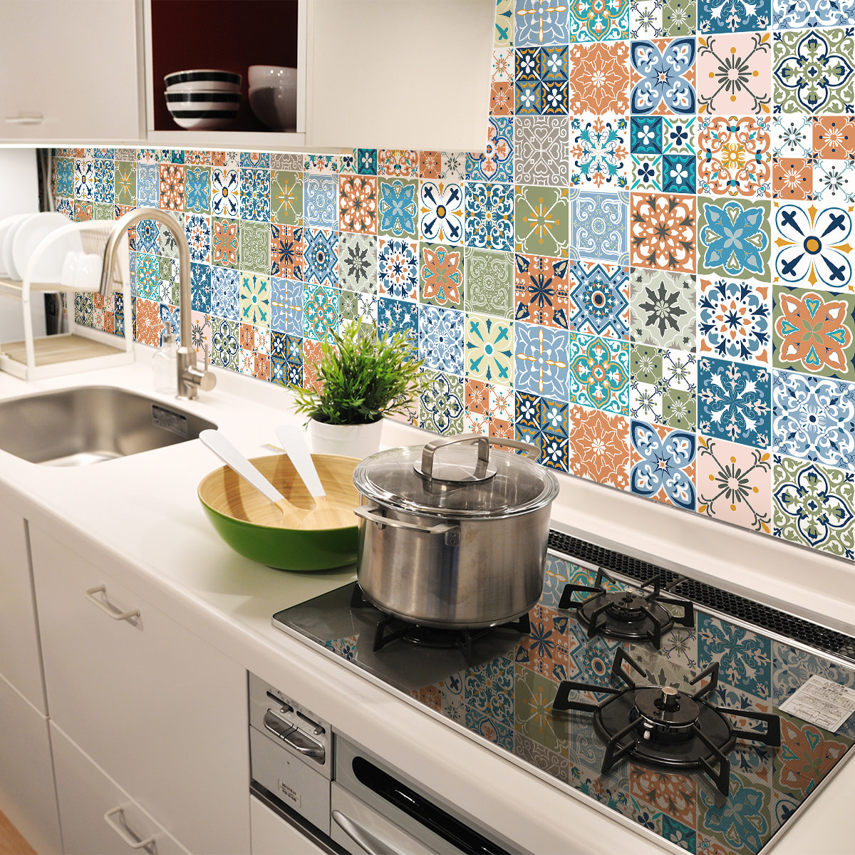 Stickers muraux - Sticker Mural Carrelage adhésif Cuisine Salle de Bain - 30 STICKERS CARRELAGES VIERA