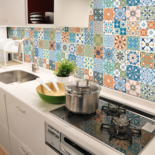 Stickers muraux - Sticker Mural Carrelage adhésif Cuisine Salle de Bain - 30 STICKERS CARRELAGES VIERA